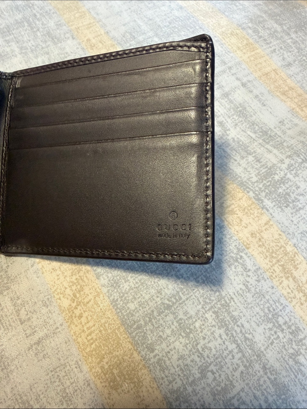 Gucci Beige GG Canvas Card Holder with Green & Red Stripe - Picture 3 of 6